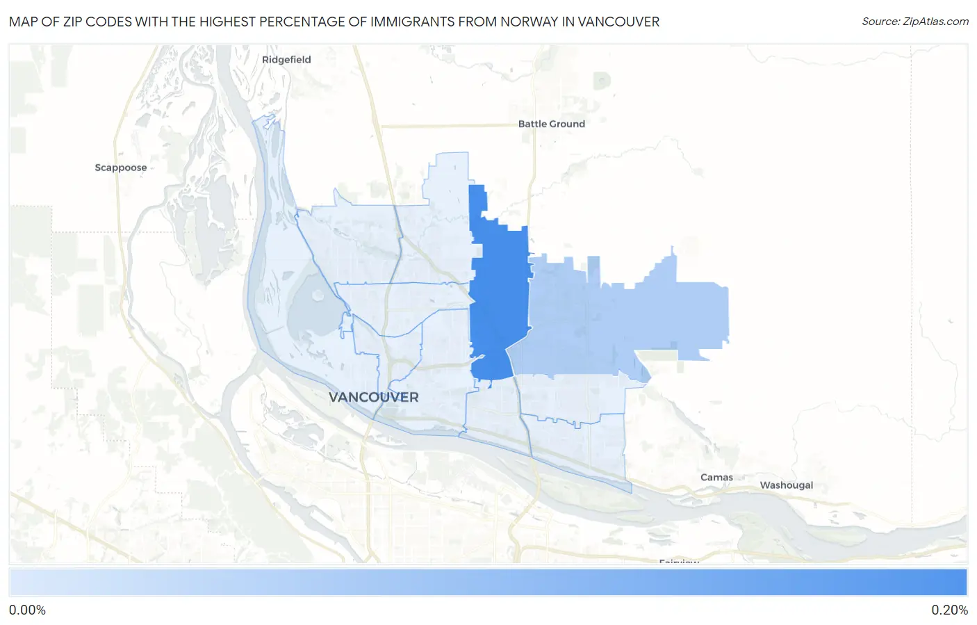 Zip Codes with the Highest Percentage of Immigrants from Norway in Vancouver Map