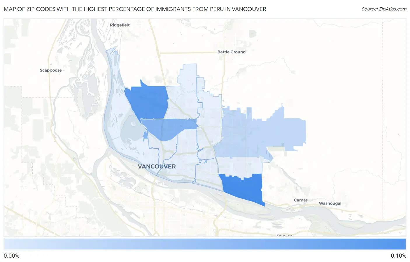 Zip Codes with the Highest Percentage of Immigrants from Peru in Vancouver Map