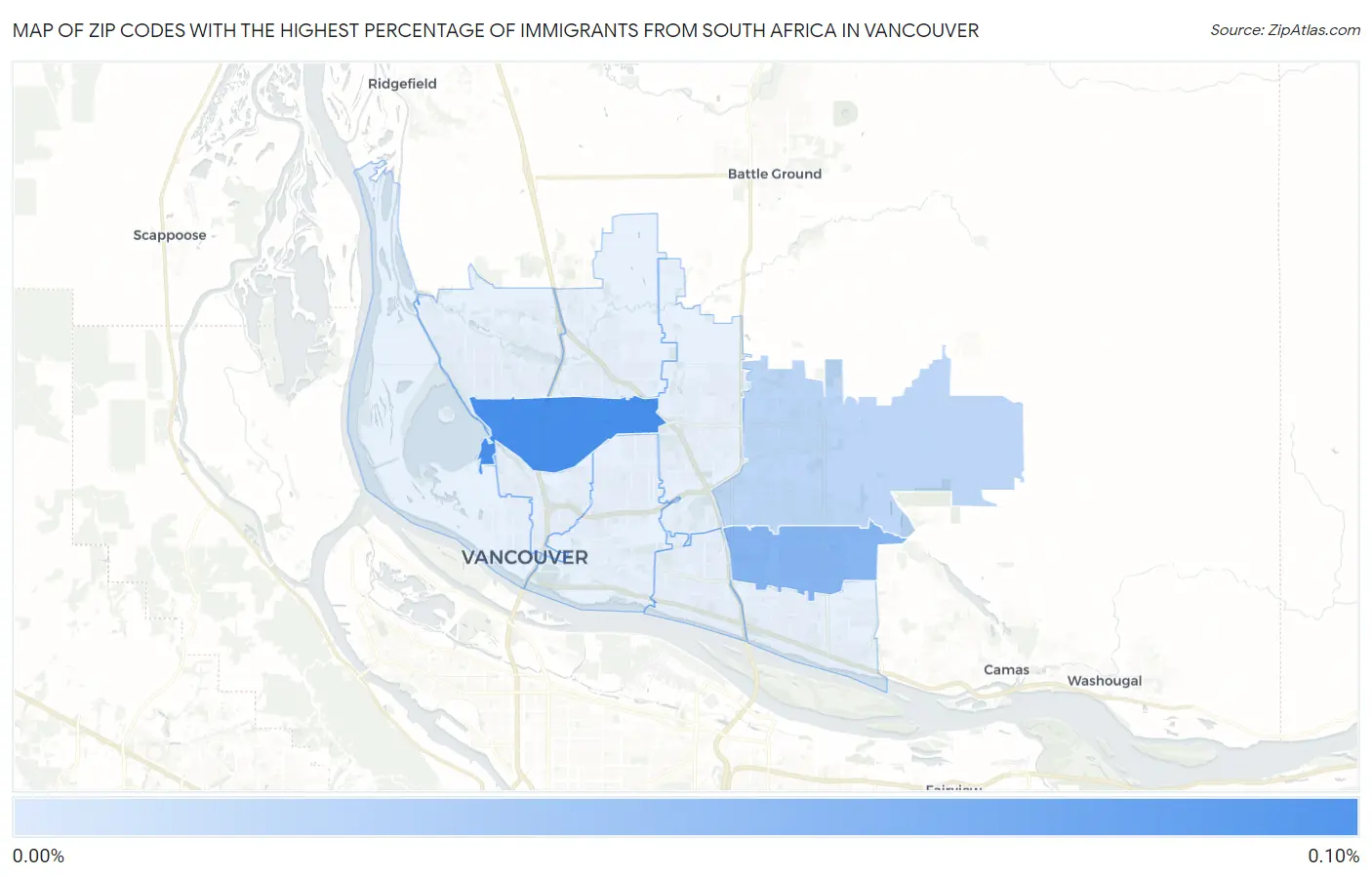 Zip Codes with the Highest Percentage of Immigrants from South Africa in Vancouver Map