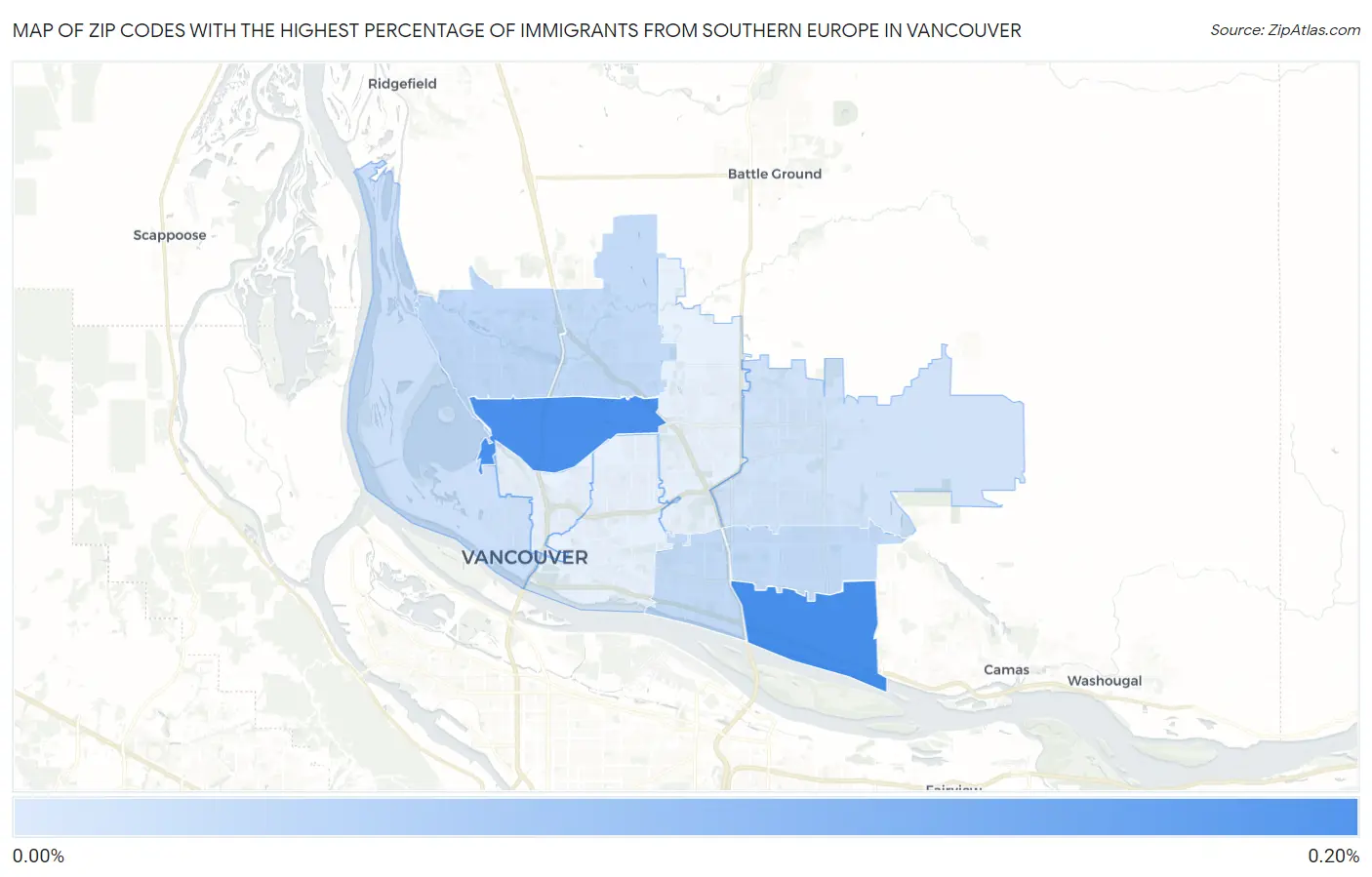 Zip Codes with the Highest Percentage of Immigrants from Southern Europe in Vancouver Map