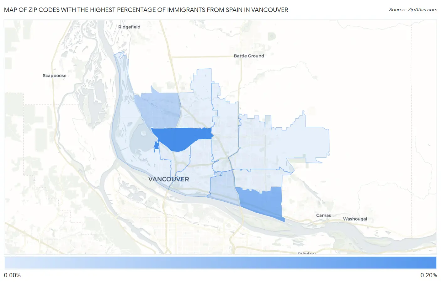 Zip Codes with the Highest Percentage of Immigrants from Spain in Vancouver Map