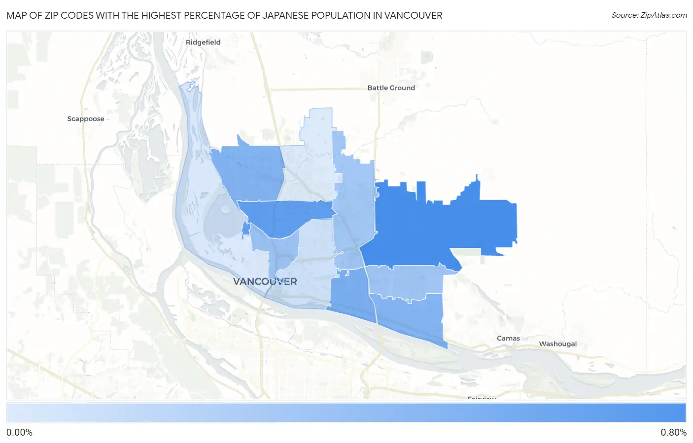 Zip Codes with the Highest Percentage of Japanese Population in Vancouver Map