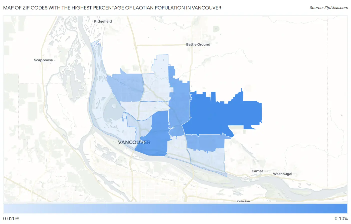 Zip Codes with the Highest Percentage of Laotian Population in Vancouver Map
