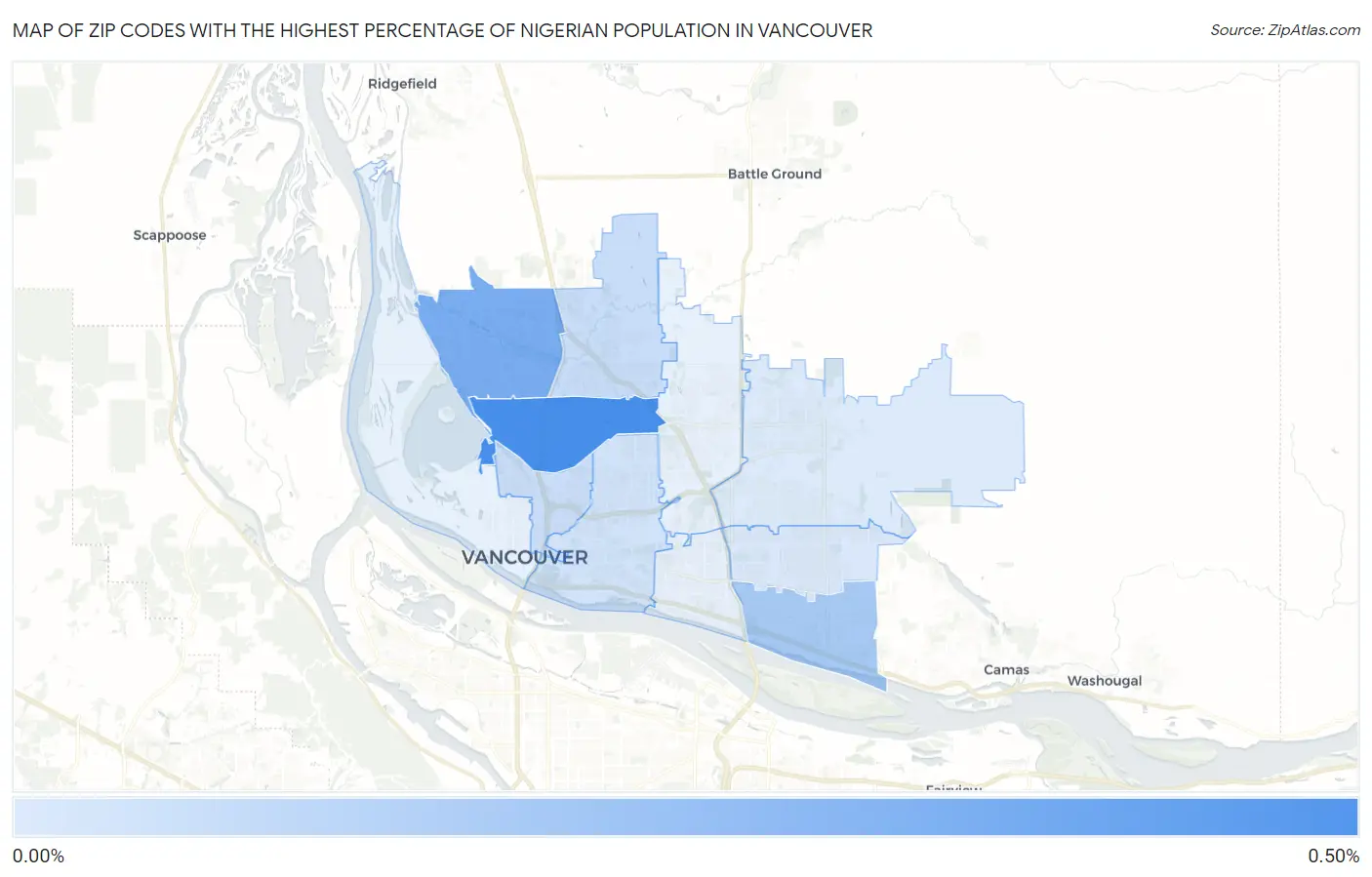 Zip Codes with the Highest Percentage of Nigerian Population in Vancouver Map