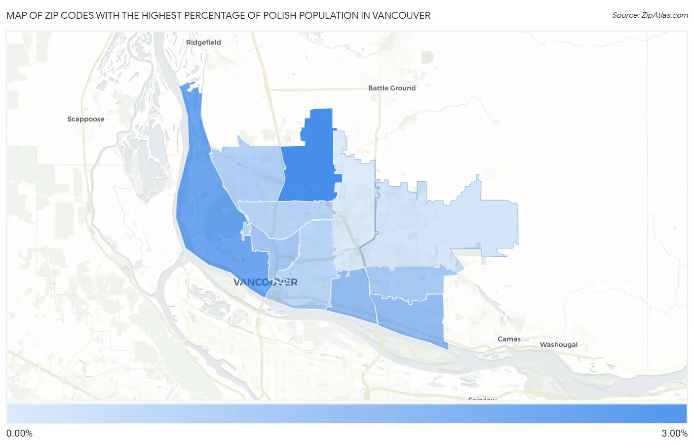 Zip Codes with the Highest Percentage of Polish Population in Vancouver Map