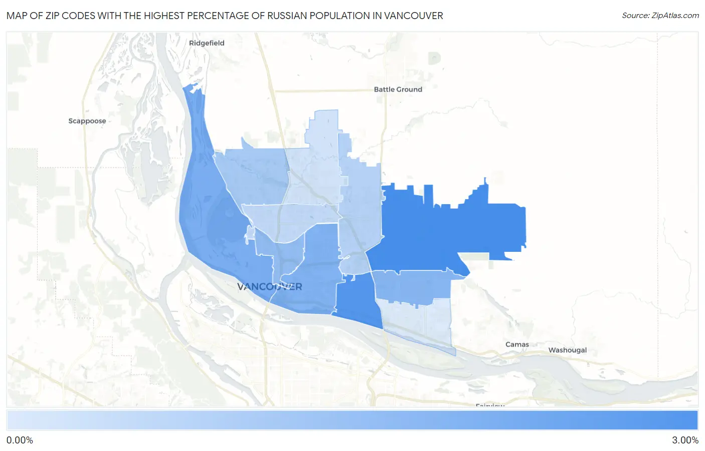 Zip Codes with the Highest Percentage of Russian Population in Vancouver Map