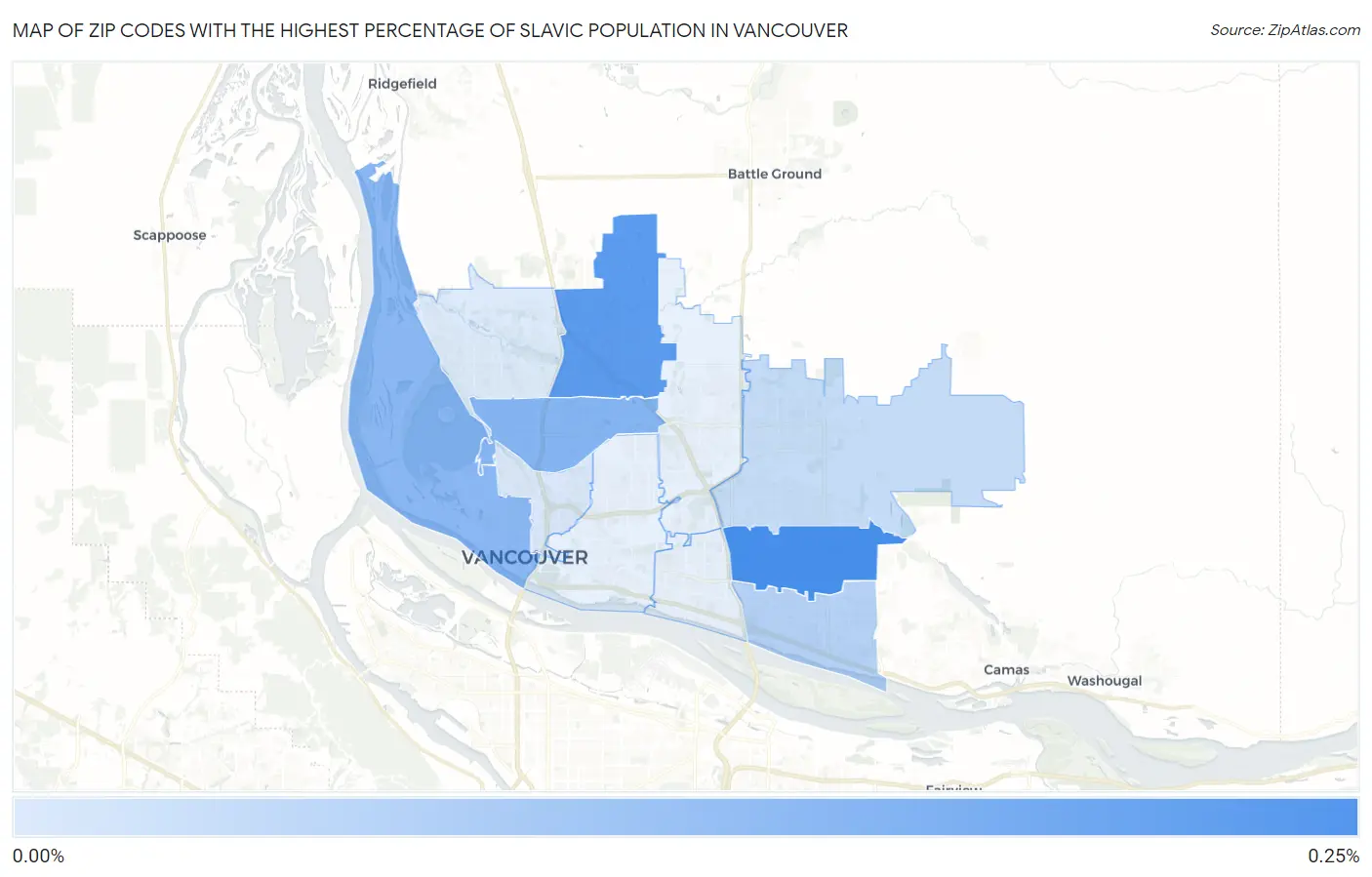 Zip Codes with the Highest Percentage of Slavic Population in Vancouver Map