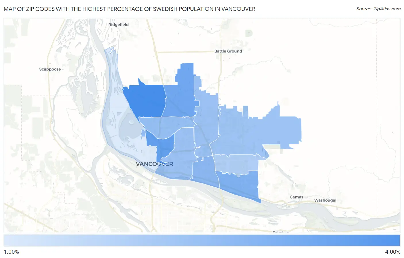 Zip Codes with the Highest Percentage of Swedish Population in Vancouver Map
