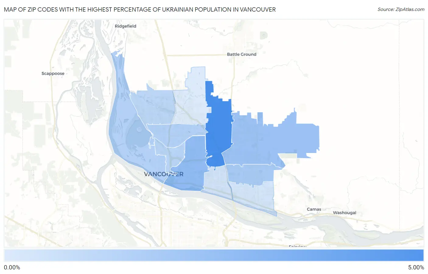 Zip Codes with the Highest Percentage of Ukrainian Population in Vancouver Map