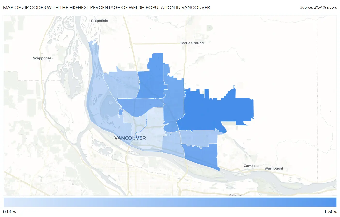 Zip Codes with the Highest Percentage of Welsh Population in Vancouver Map