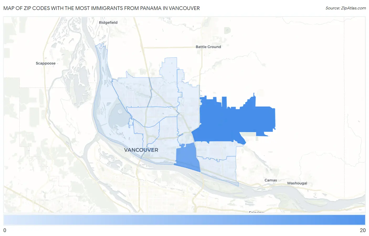 Zip Codes with the Most Immigrants from Panama in Vancouver Map