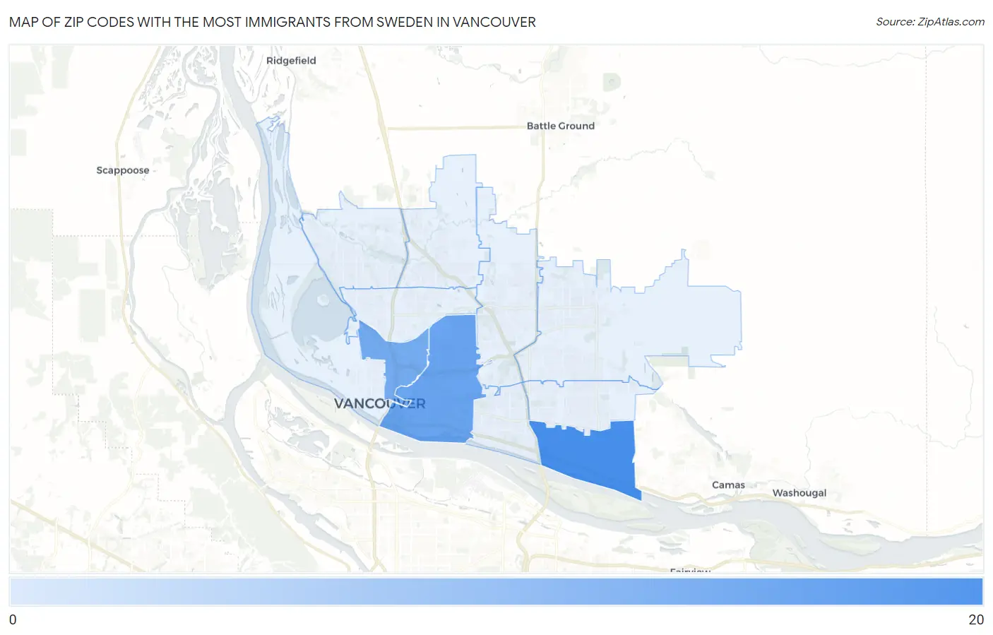 Zip Codes with the Most Immigrants from Sweden in Vancouver Map