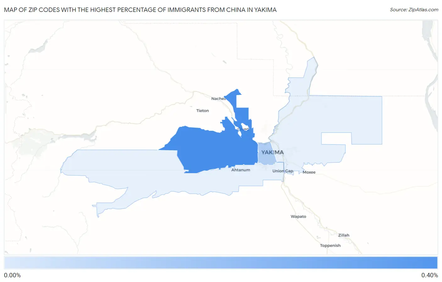Zip Codes with the Highest Percentage of Immigrants from China in Yakima Map