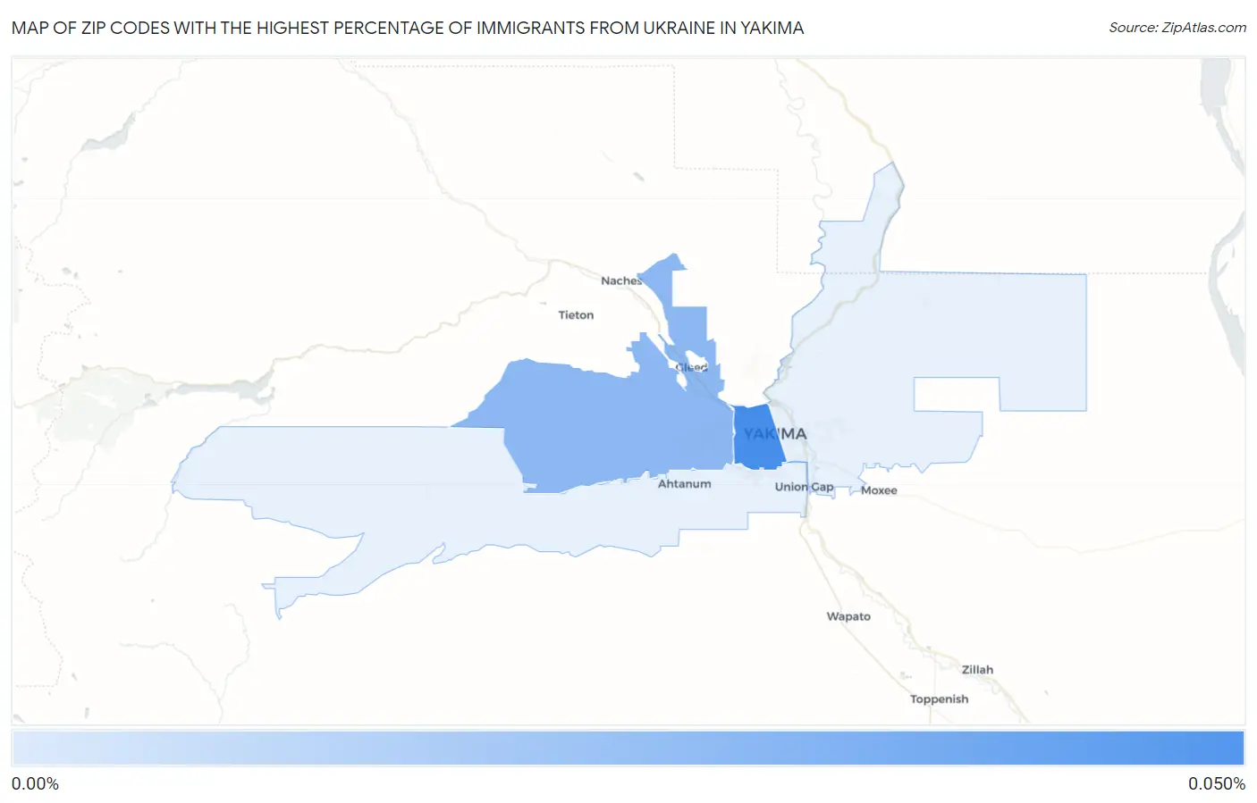 Zip Codes with the Highest Percentage of Immigrants from Ukraine in Yakima Map
