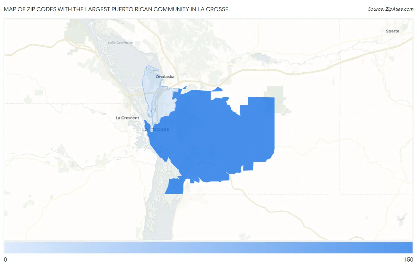 Zip Codes with the Largest Puerto Rican Community in La Crosse Map