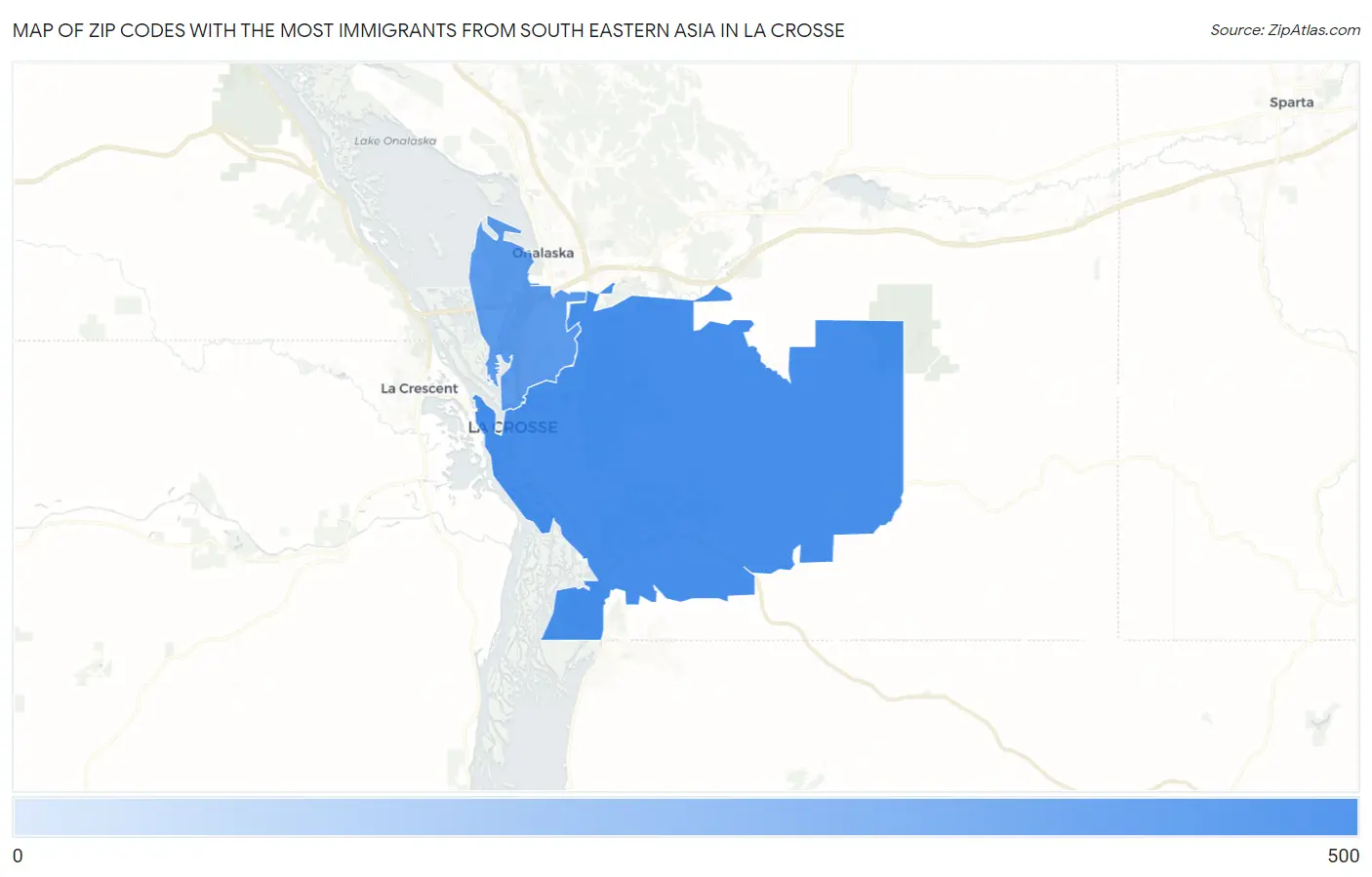Zip Codes with the Most Immigrants from South Eastern Asia in La Crosse Map