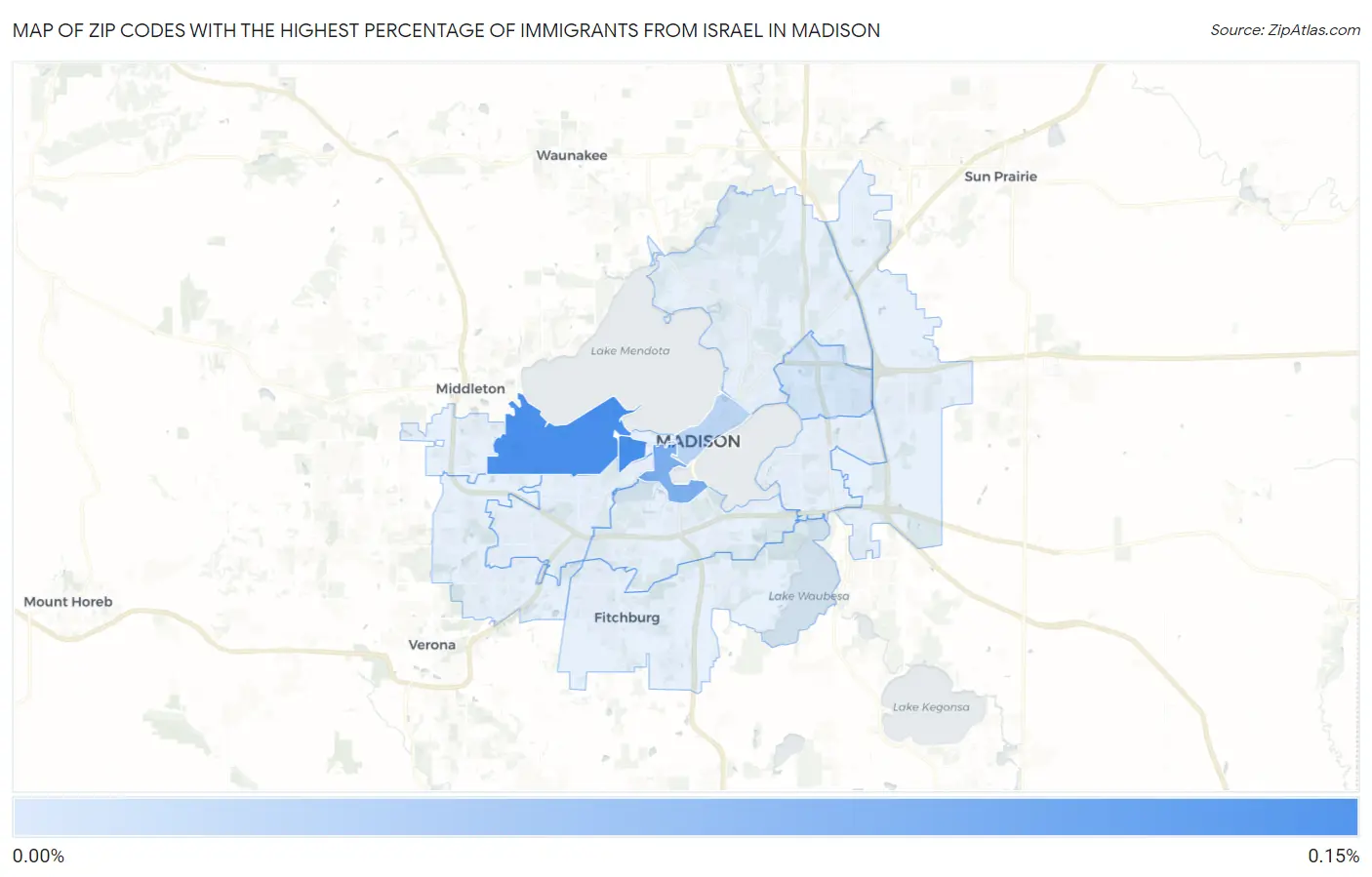 Zip Codes with the Highest Percentage of Immigrants from Israel in Madison Map