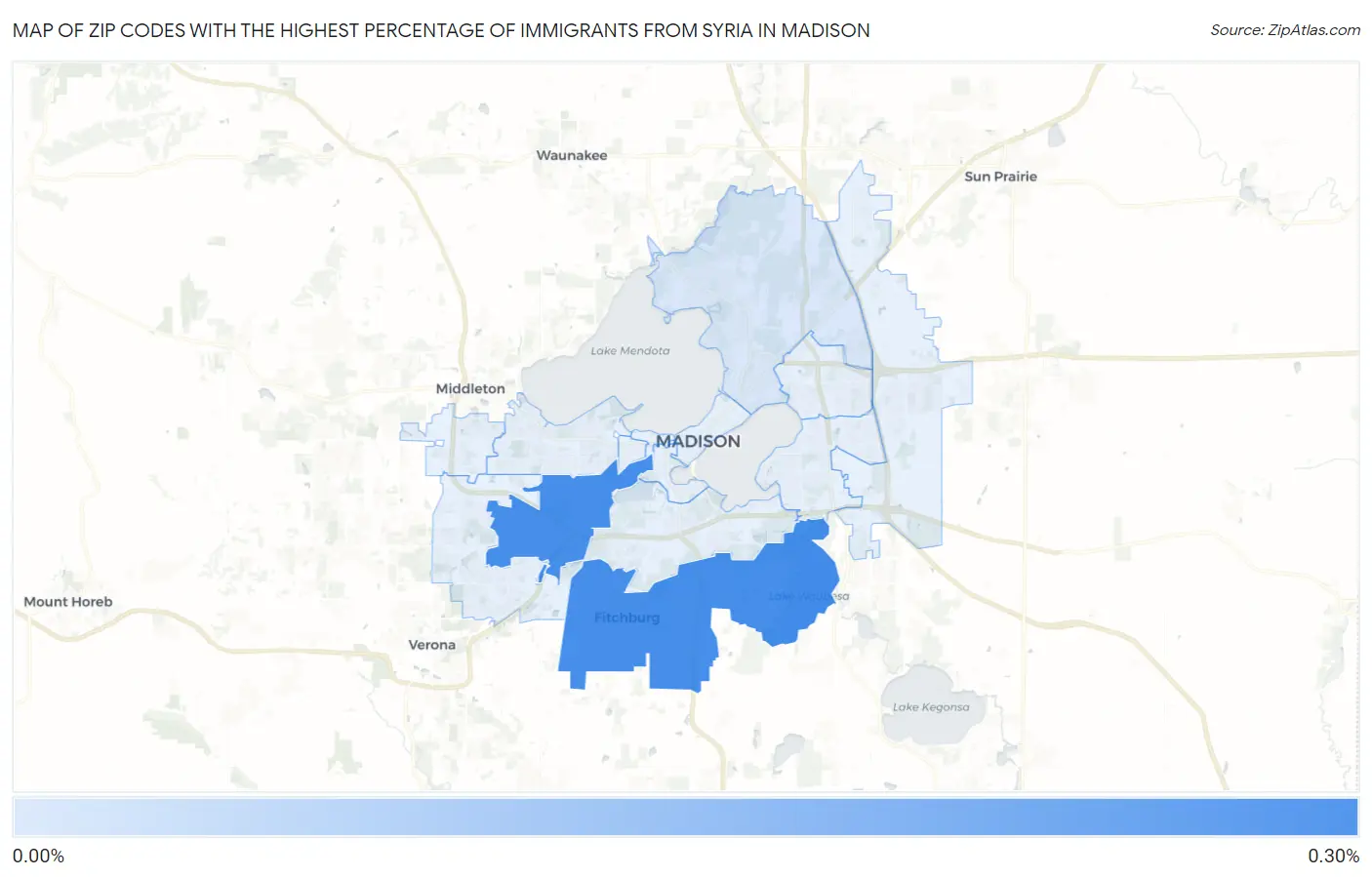 Zip Codes with the Highest Percentage of Immigrants from Syria in Madison Map