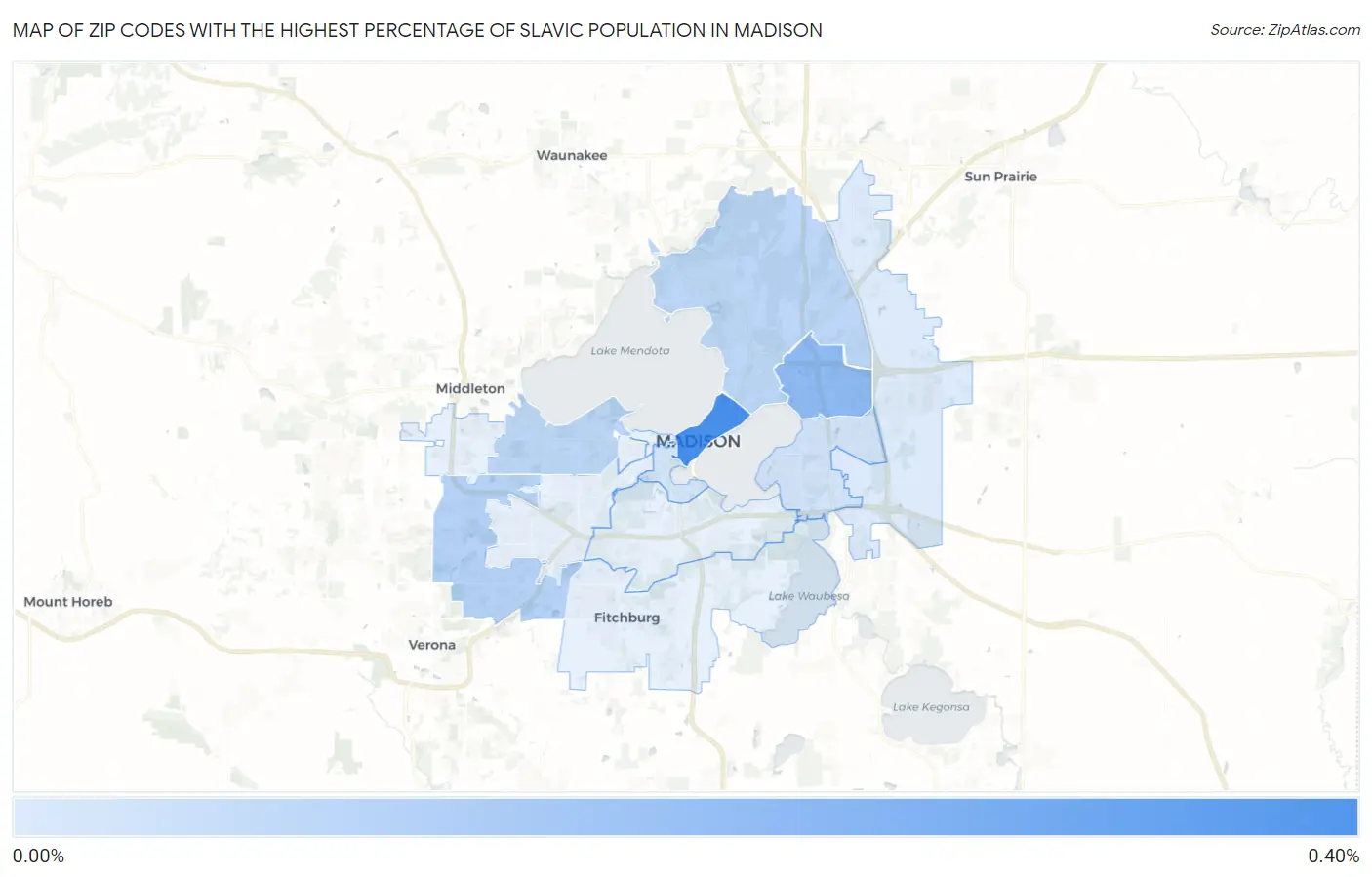 Zip Codes with the Highest Percentage of Slavic Population in Madison Map