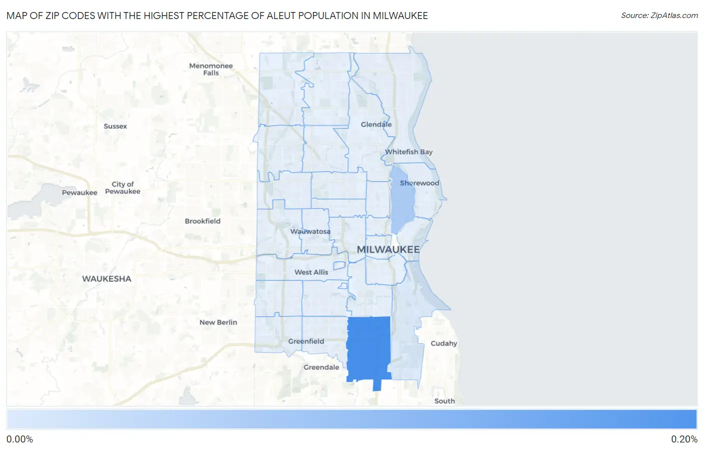 Zip Codes with the Highest Percentage of Aleut Population in Milwaukee Map