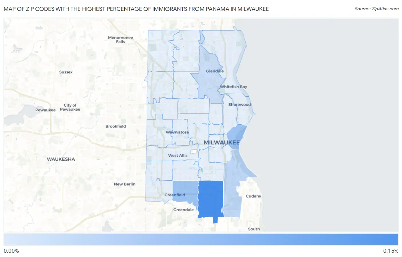 Zip Codes with the Highest Percentage of Immigrants from Panama in Milwaukee Map