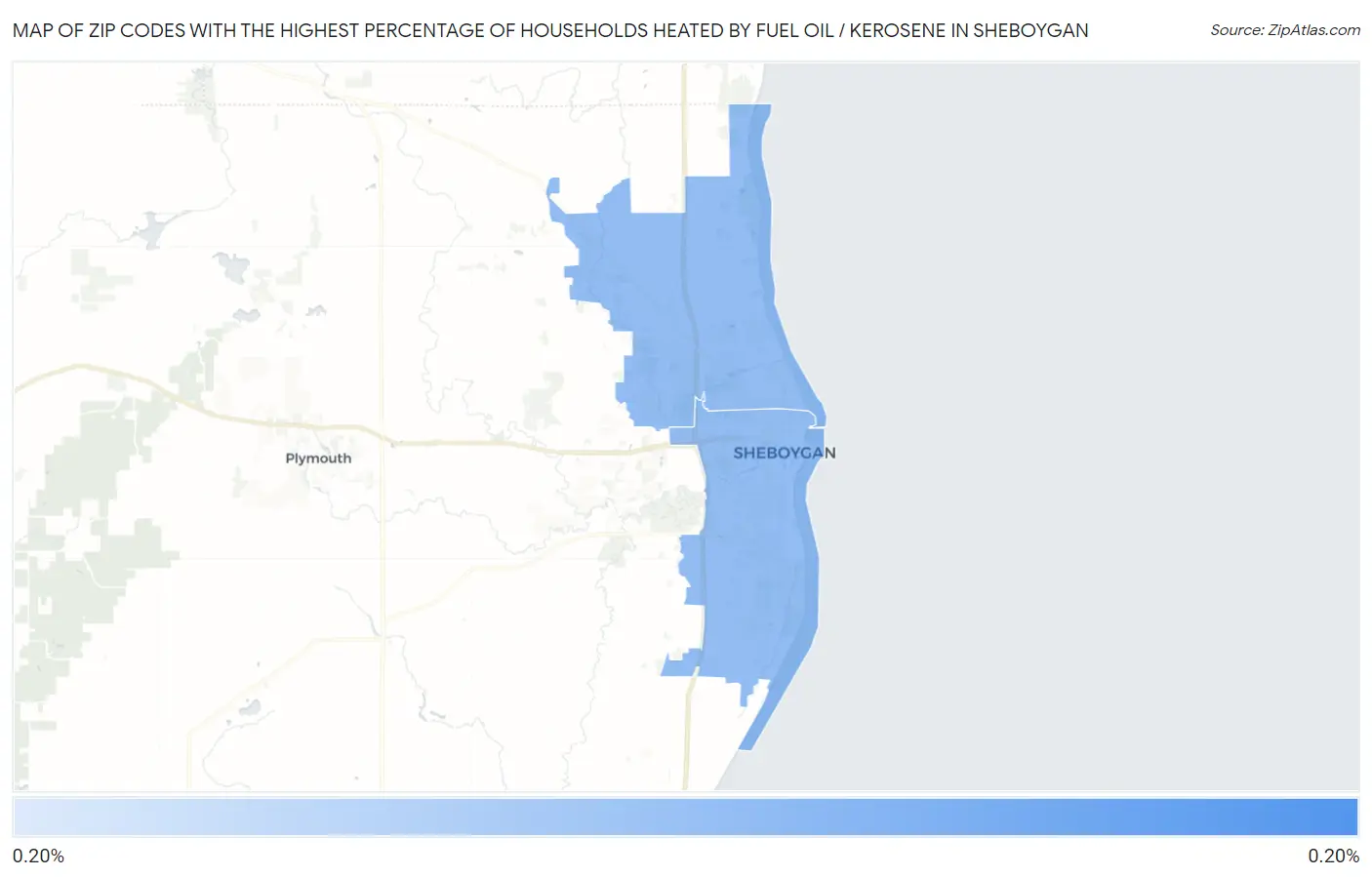 Zip Codes with the Highest Percentage of Households Heated by Fuel Oil / Kerosene in Sheboygan Map