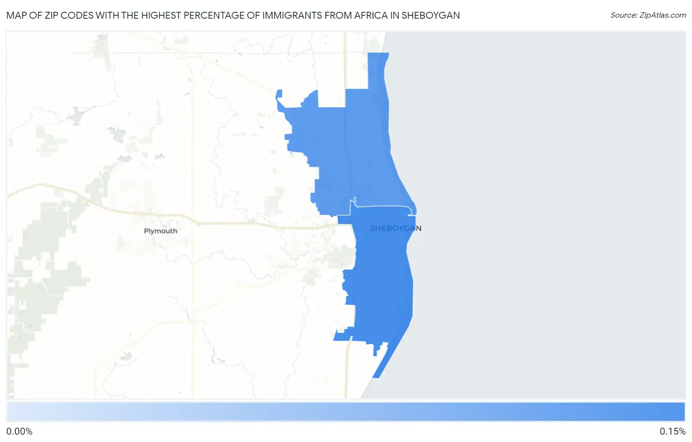 Zip Codes with the Highest Percentage of Immigrants from Africa in Sheboygan Map