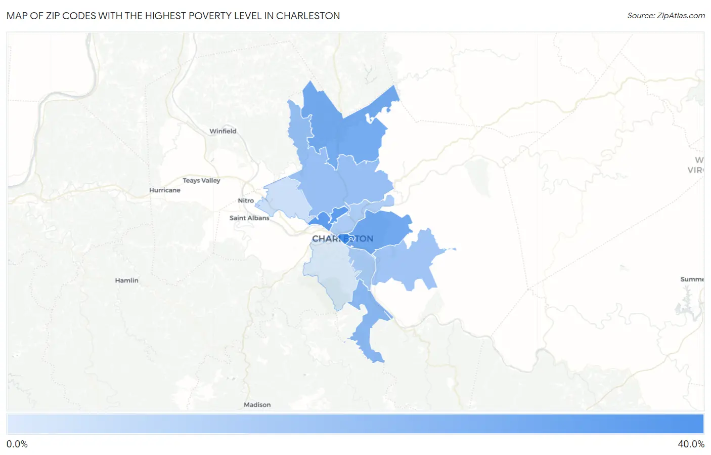 Zip Codes with the Highest Poverty Level in Charleston Map