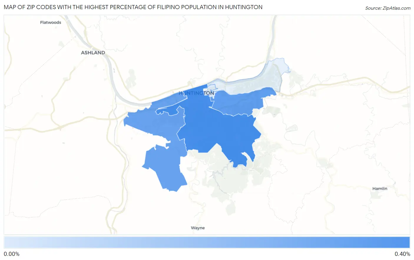 Zip Codes with the Highest Percentage of Filipino Population in Huntington Map