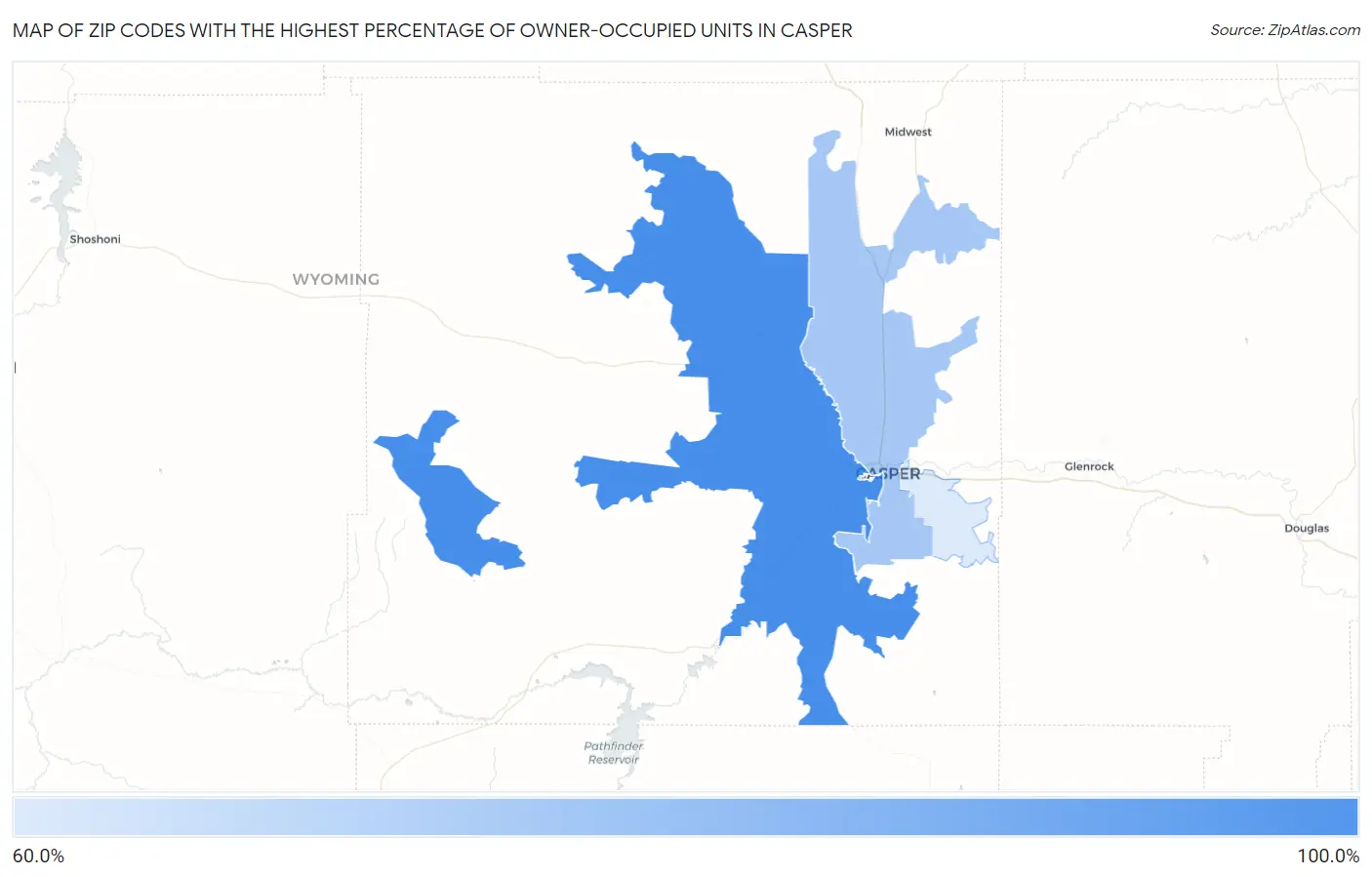 Zip Codes with the Highest Percentage of Owner-Occupied Units in Casper Map