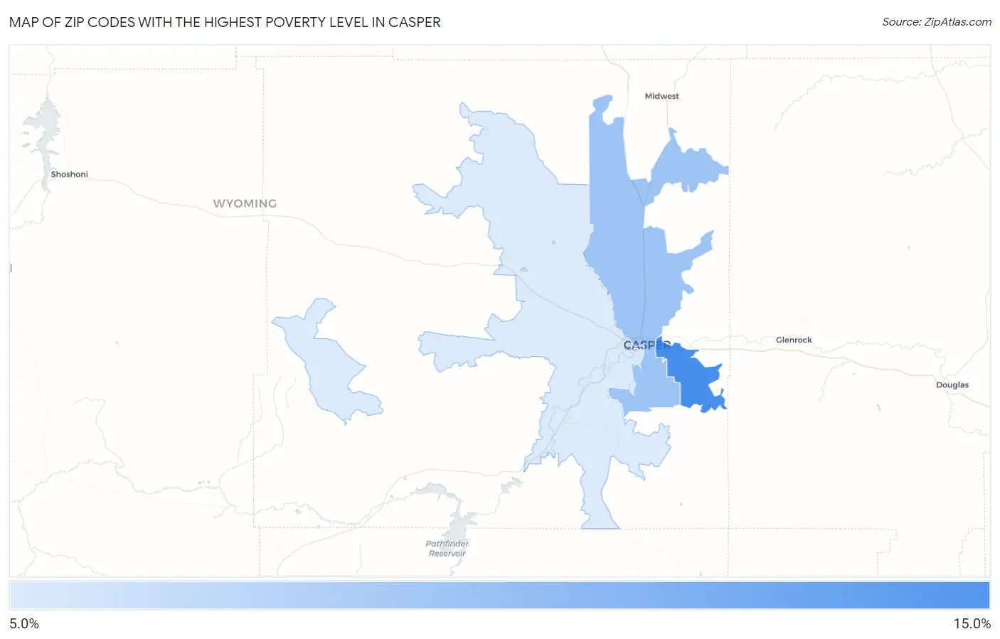 Zip Codes with the Highest Poverty Level in Casper Map