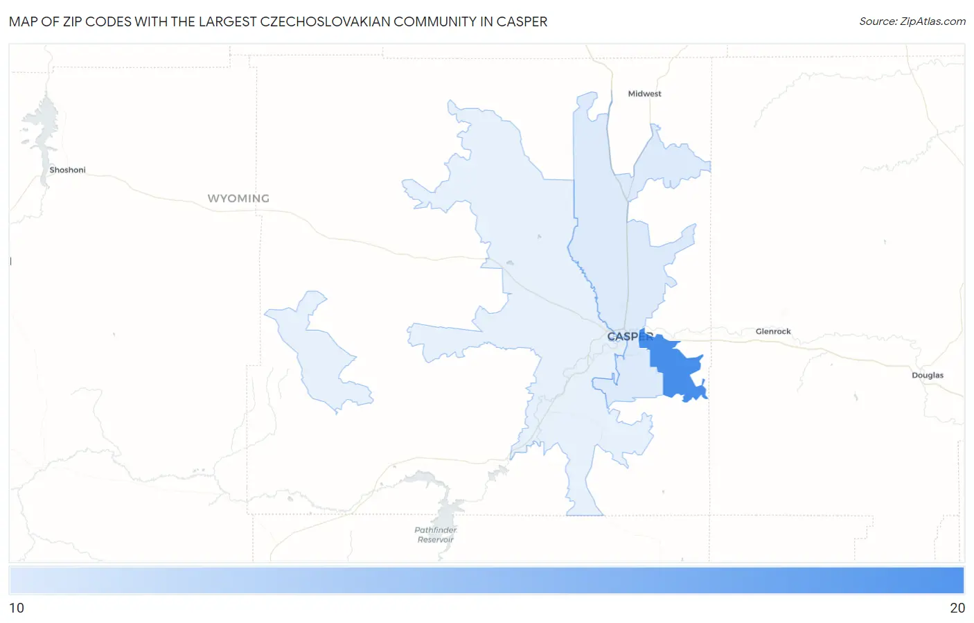 Zip Codes with the Largest Czechoslovakian Community in Casper Map
