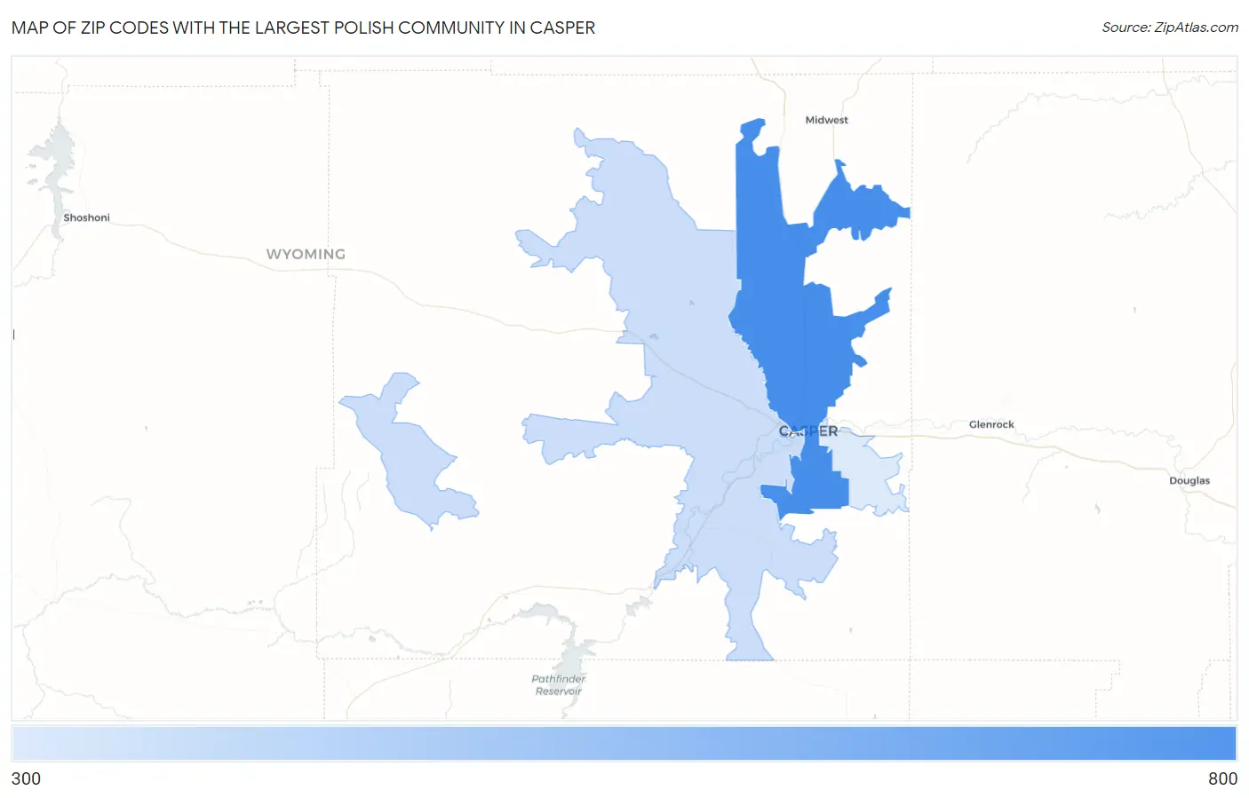 Zip Codes with the Largest Polish Community in Casper Map