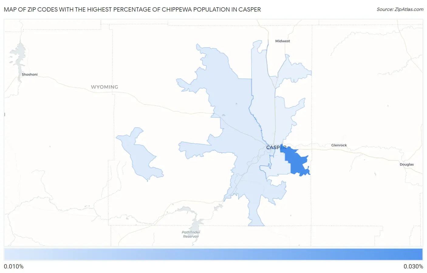 Zip Codes with the Highest Percentage of Chippewa Population in Casper Map