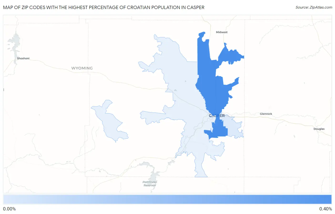 Zip Codes with the Highest Percentage of Croatian Population in Casper Map