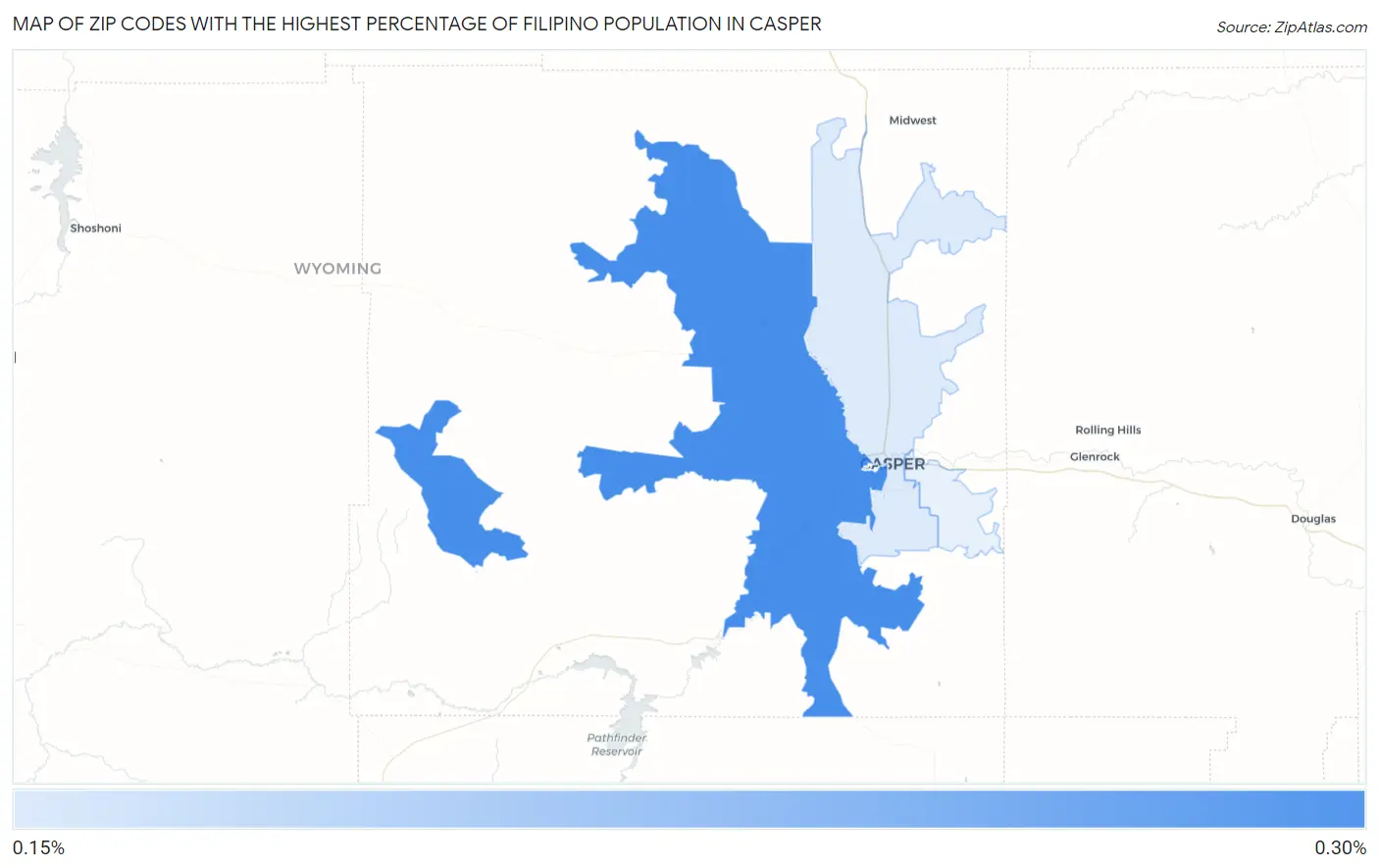 Zip Codes with the Highest Percentage of Filipino Population in Casper Map