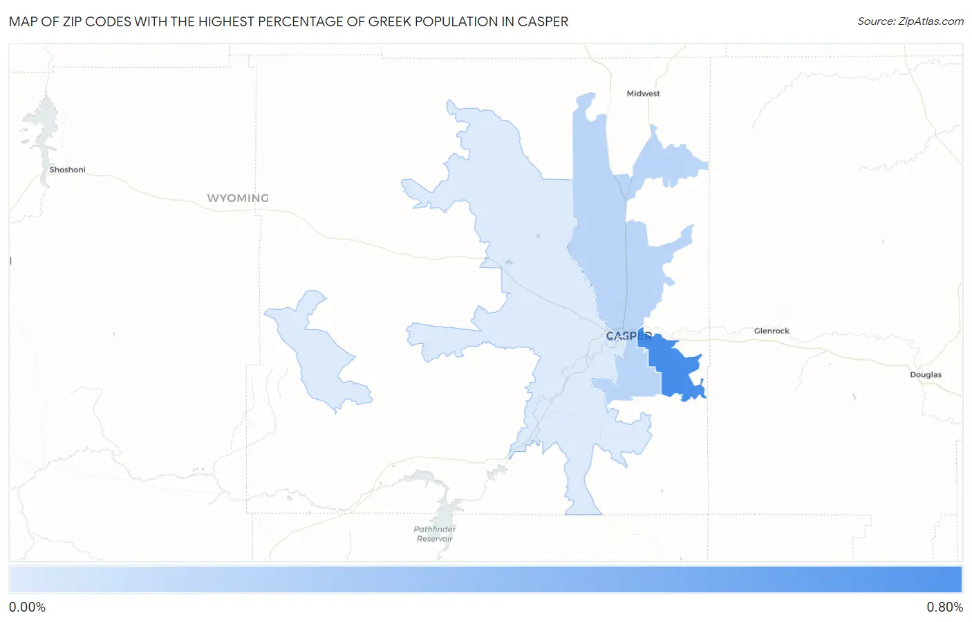 Zip Codes with the Highest Percentage of Greek Population in Casper Map