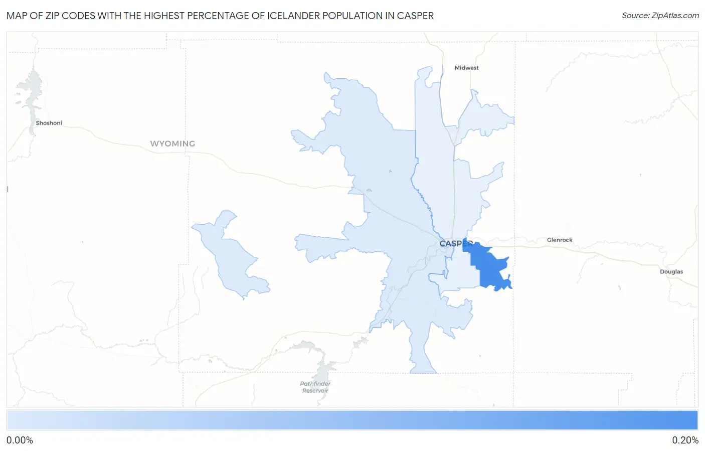 Zip Codes with the Highest Percentage of Icelander Population in Casper Map