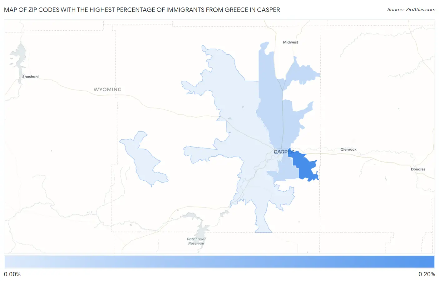 Zip Codes with the Highest Percentage of Immigrants from Greece in Casper Map