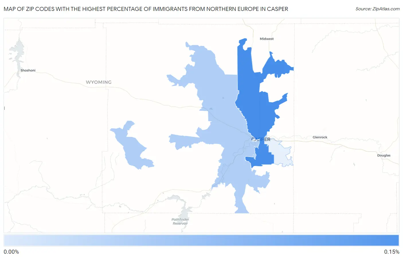 Zip Codes with the Highest Percentage of Immigrants from Northern Europe in Casper Map