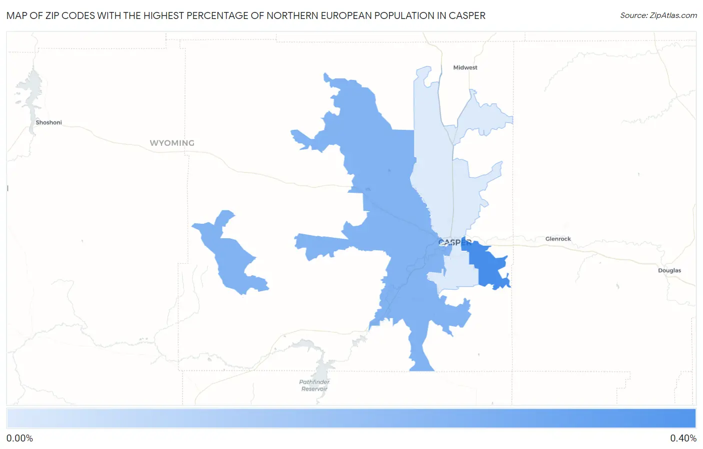 Zip Codes with the Highest Percentage of Northern European Population in Casper Map