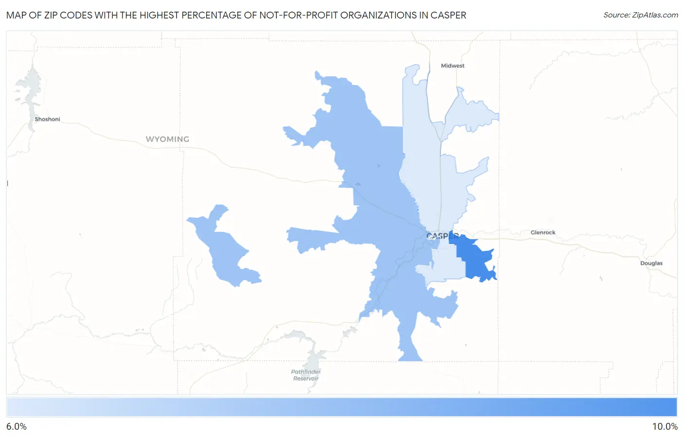 Zip Codes with the Highest Percentage of Not-for-profit Organizations in Casper Map