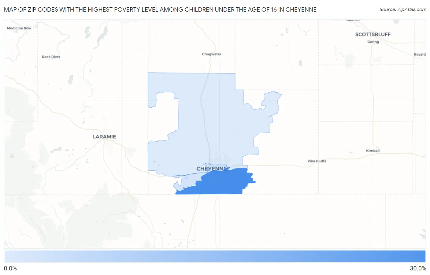 Zip Codes with the Highest Poverty Level Among Children Under the Age of 16 in Cheyenne Map