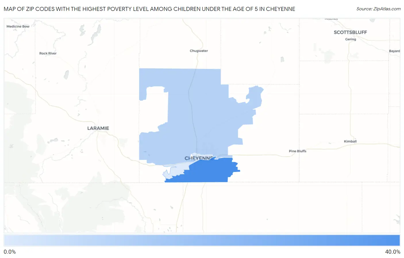 Zip Codes with the Highest Poverty Level Among Children Under the Age of 5 in Cheyenne Map