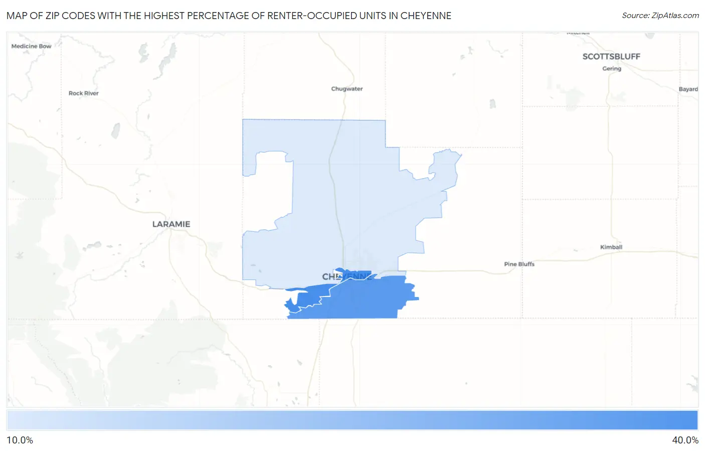 Zip Codes with the Highest Percentage of Renter-Occupied Units in Cheyenne Map