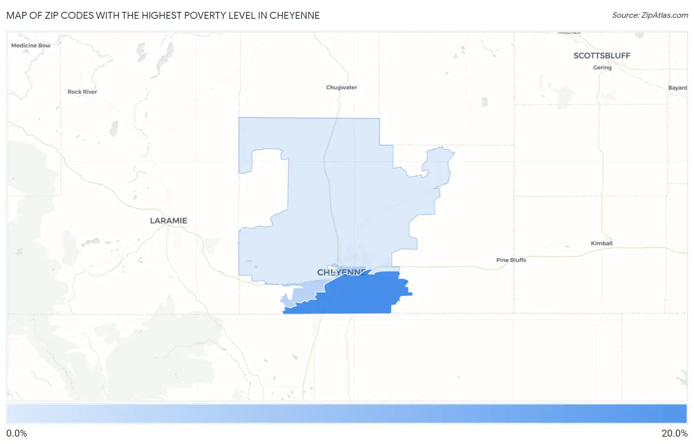 Zip Codes with the Highest Poverty Level in Cheyenne Map