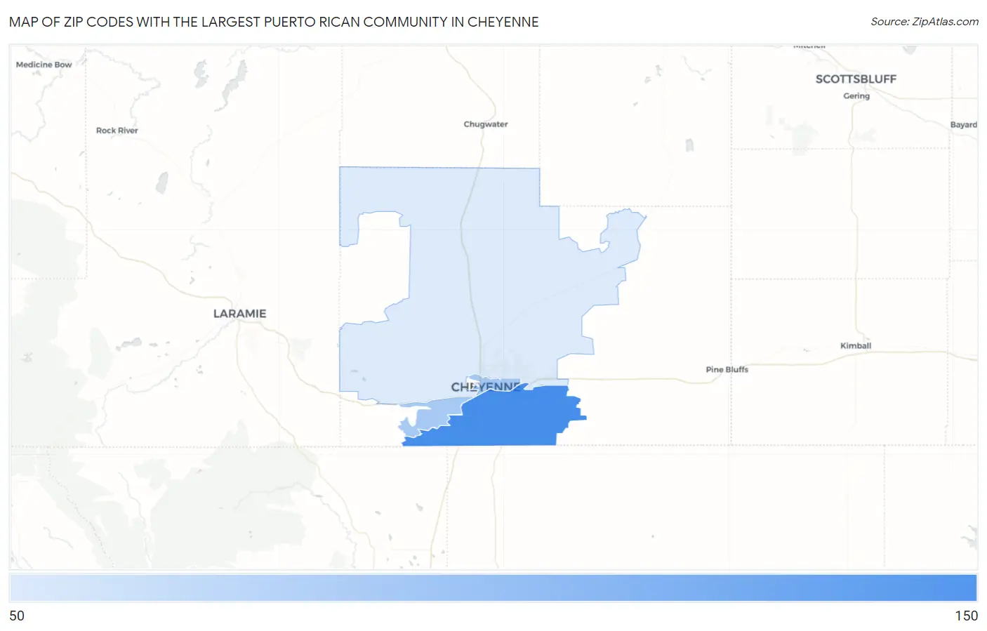 Zip Codes with the Largest Puerto Rican Community in Cheyenne Map