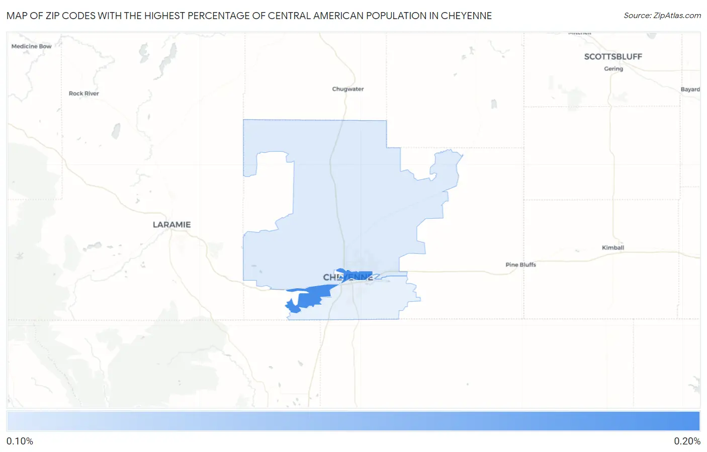 Zip Codes with the Highest Percentage of Central American Population in Cheyenne Map