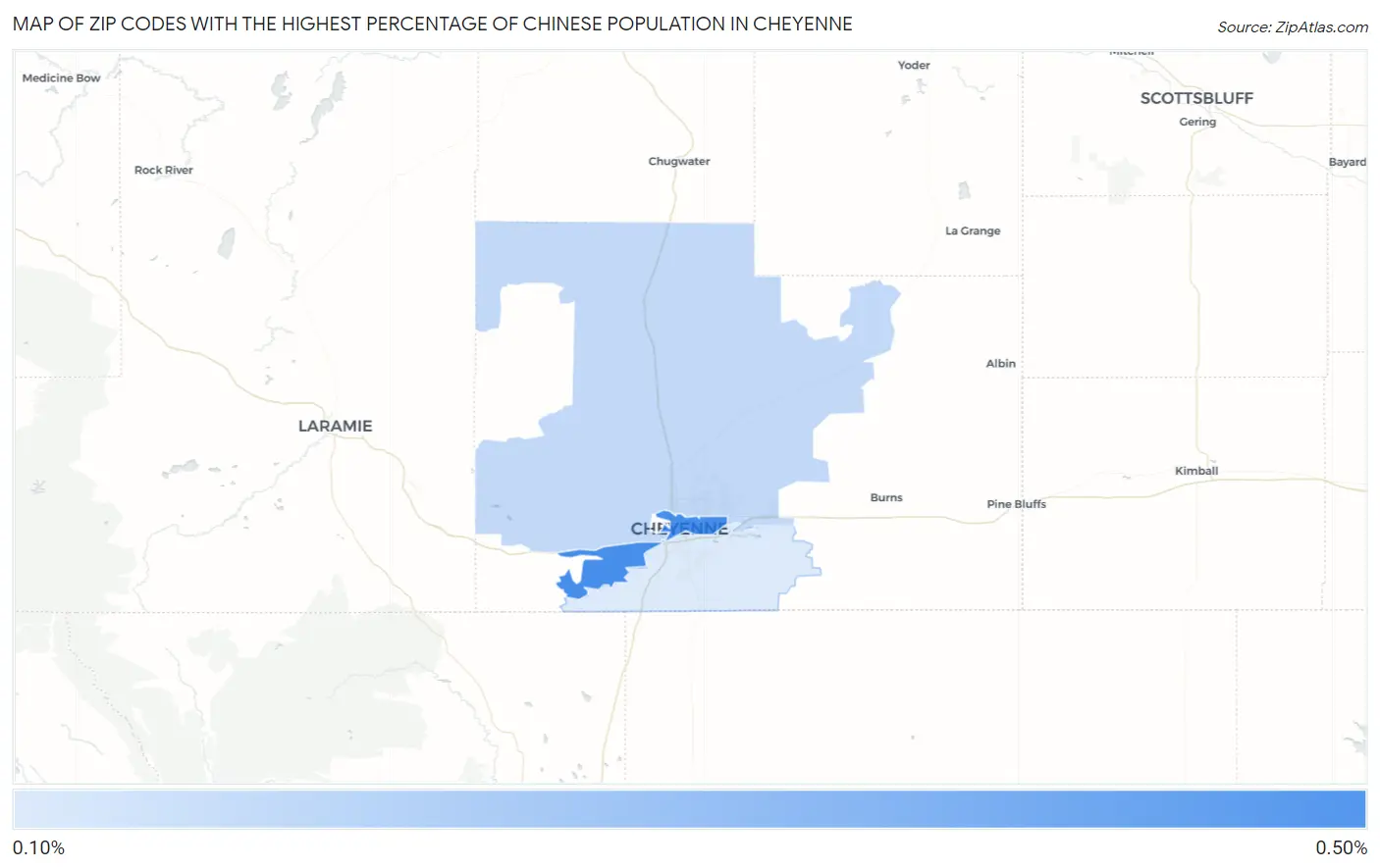 Zip Codes with the Highest Percentage of Chinese Population in Cheyenne Map