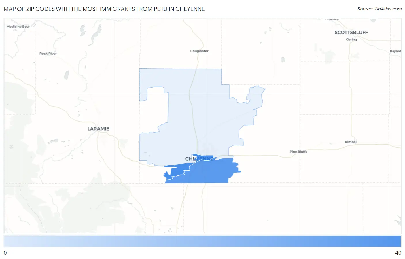 Zip Codes with the Most Immigrants from Peru in Cheyenne Map